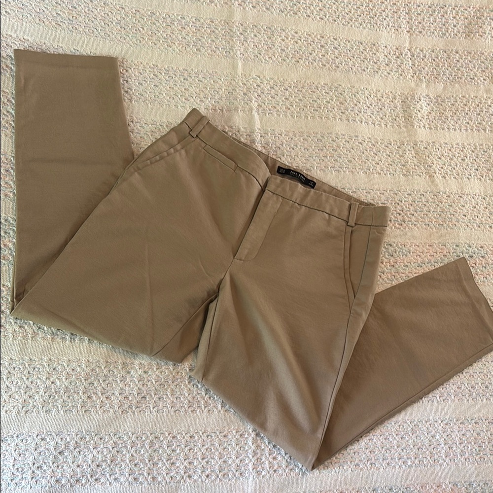 Zara Basic Tan Chinos Khakis sz 6 classic style * cotton blend